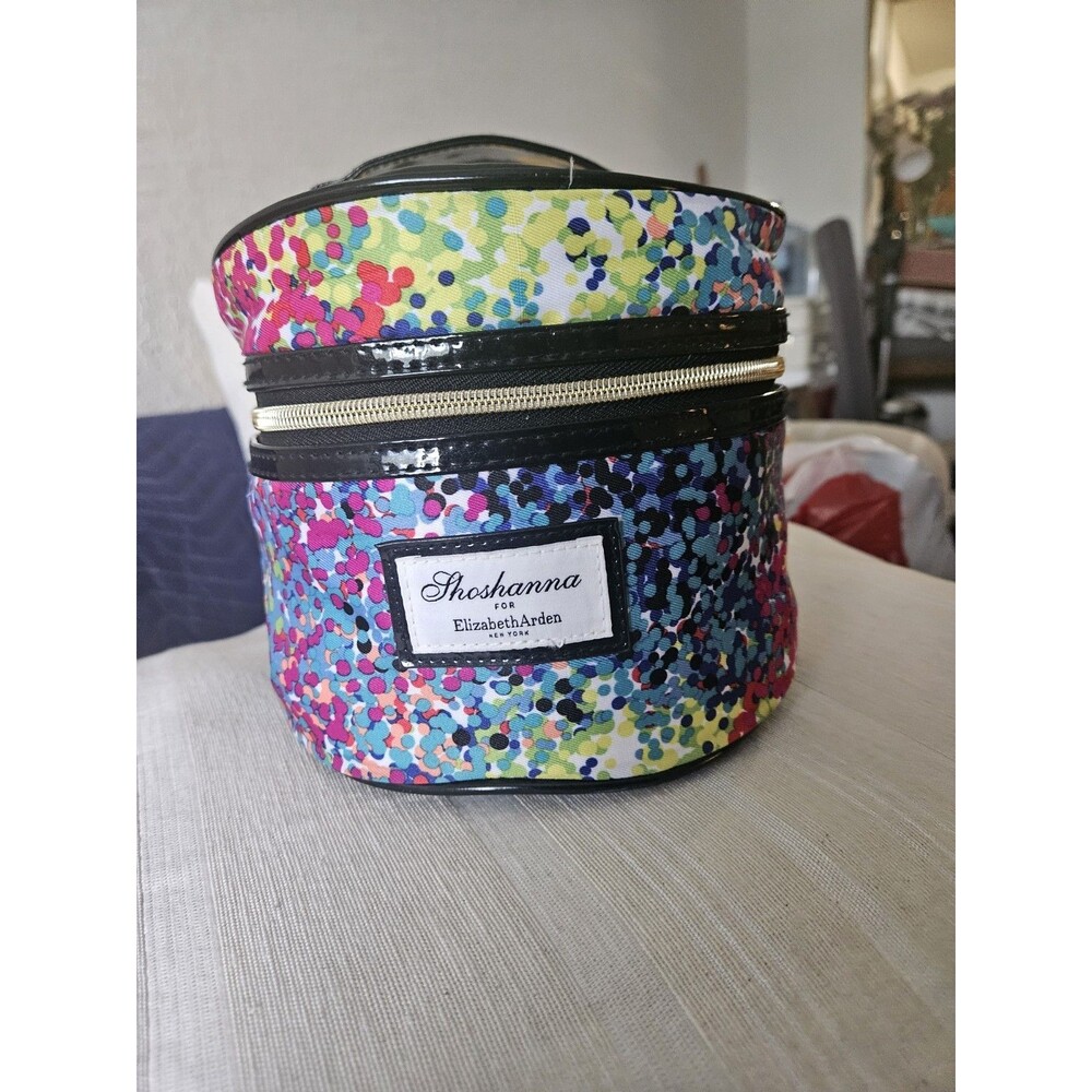 Elizabeth Arden Shoshanna Round Zip Fabric Makeup Bag w/ Handle Multicolor